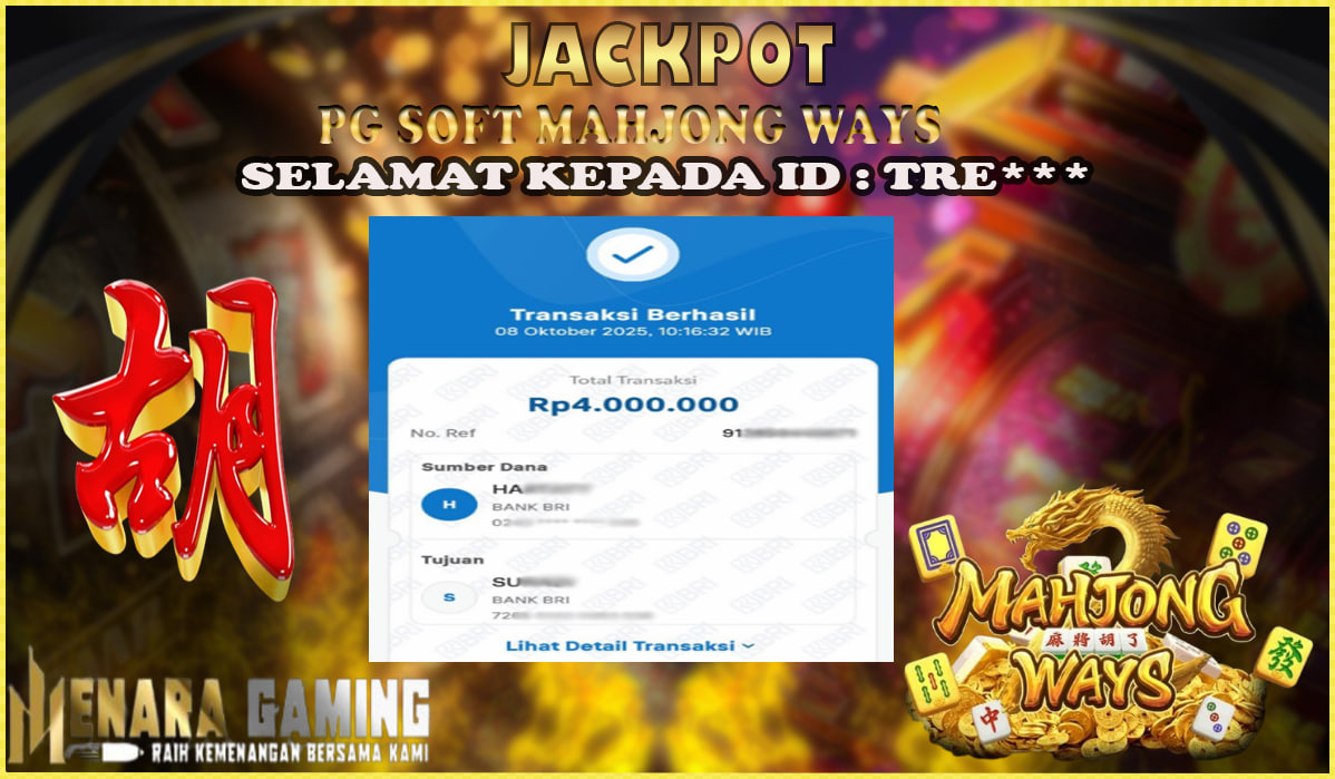 MENARAGAMING JACKPOT PG SOFT MAHJONG WAYS Rp. 4.000.000,- LUNAS