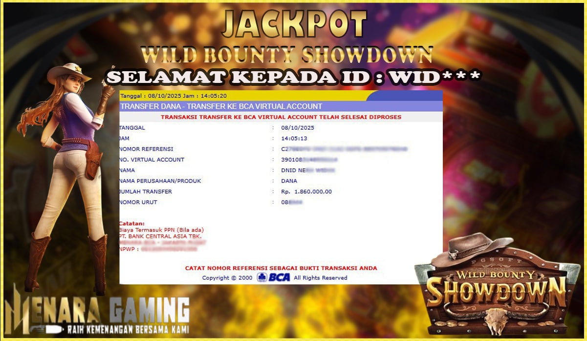 MENARAGAMING JACKPOT PG SOFT WILD BOUNTY SHOWDOWN Rp. 1.000.000,- LUNAS