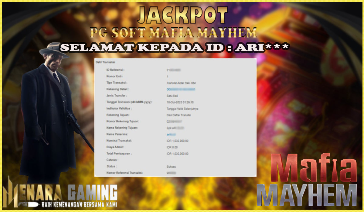 MENARAGAMING JACKPOT PG SOFT MAFIA MAYHEM Rp. 1.000.000,- LUNAS