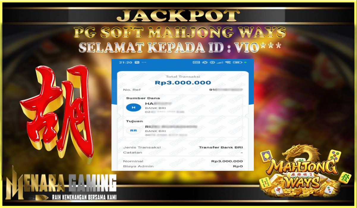 MENARAGAMING JACKPOT PG SOFT MAHJONG WAYS 2 Rp. 3.000.000,- LUNAS