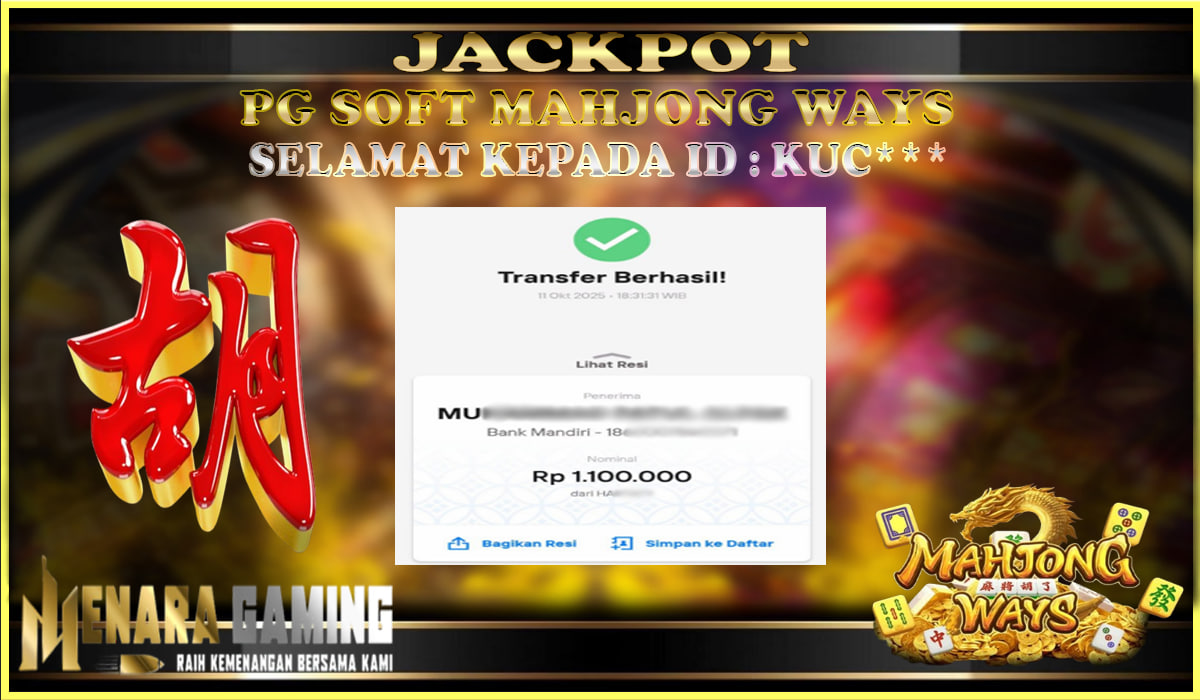 MENARAGAMING JACKPOT PG SOFT MAHJONG WAYS Rp. 1.000.000,- LUNAS