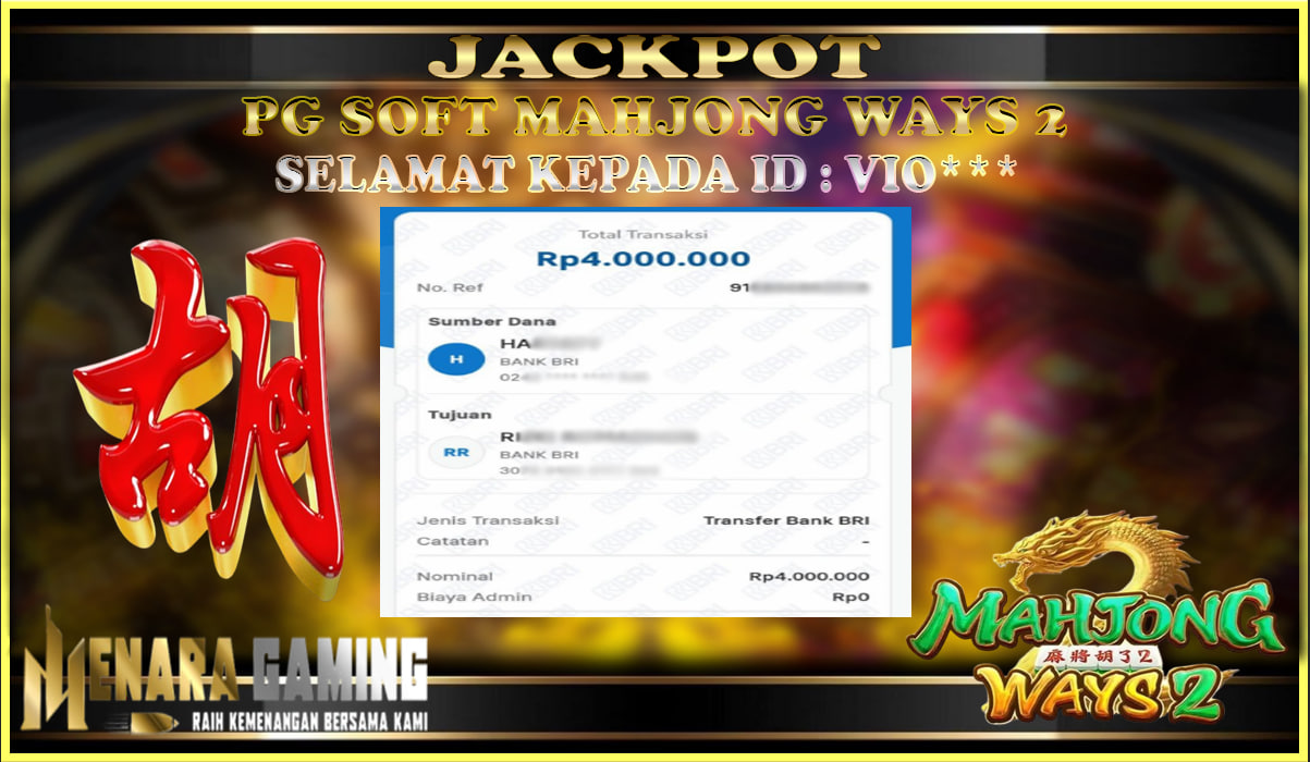 MENARAGAMING JACKPOT PG SOFT MAHJONG WAYS 2 Rp. 4.000.000,- LUNAS