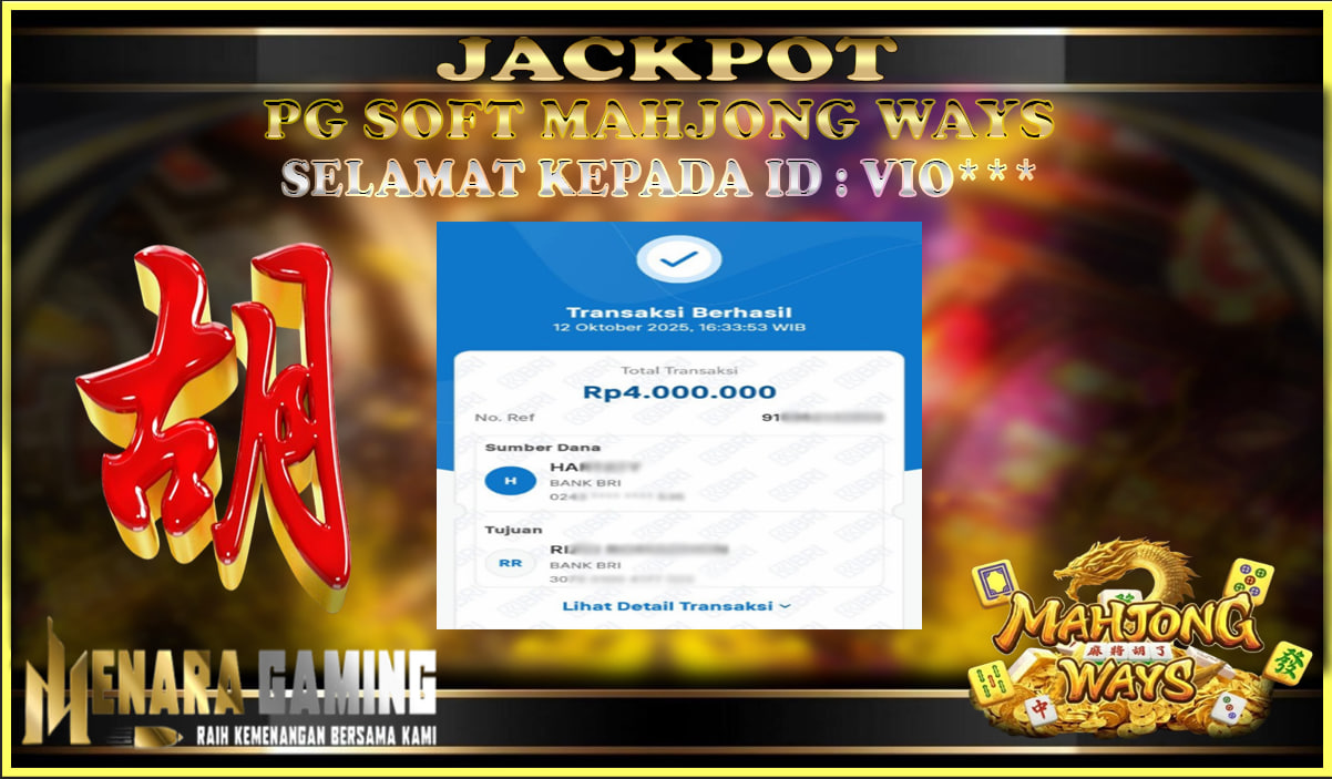 MENARAGAMING JACKPOT PG SOFT MAHJONG WAYS Rp. 4.000.000,- LUNAS