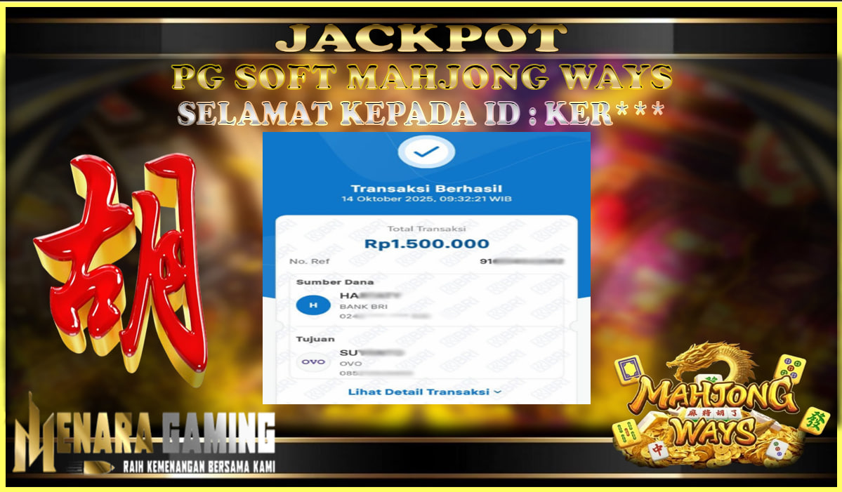 MENARAGAMING JACKPOT PG SOFT MAHJONG WAYS Rp. 1.000.000,- LUNAS