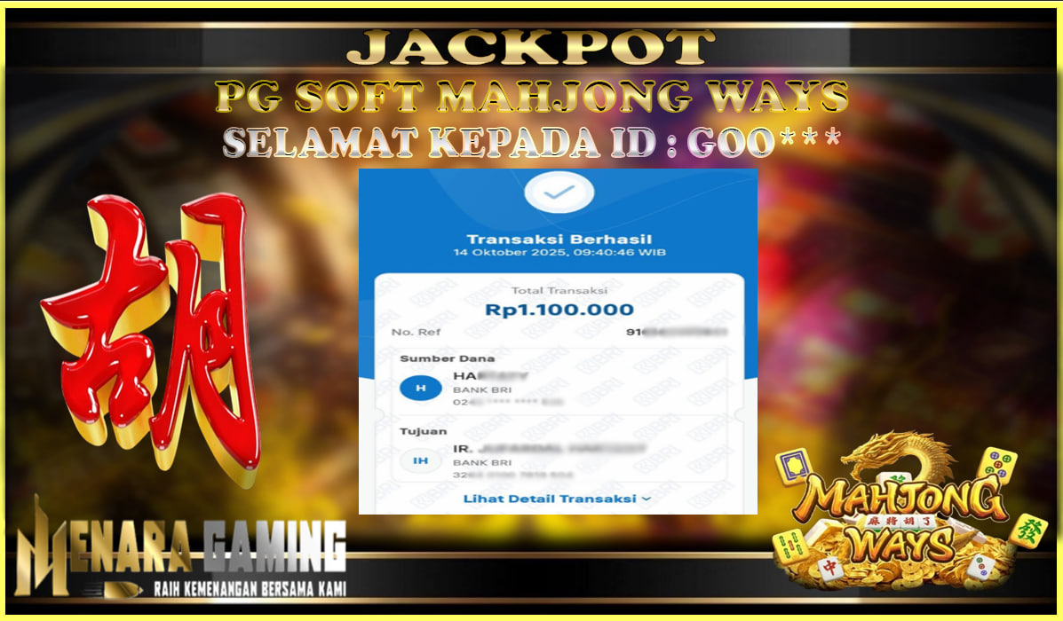 MENARAGAMING JACKPOT PG SOFT MAHJONG WAYS Rp. 1.000.000,- LUNAS