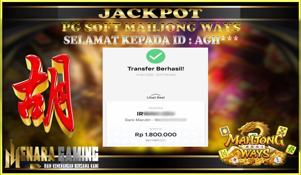 MENARAGAMING JACKPOT PG SOFT MAHJONG WAYS Rp. 1.000.000,- LUNAS