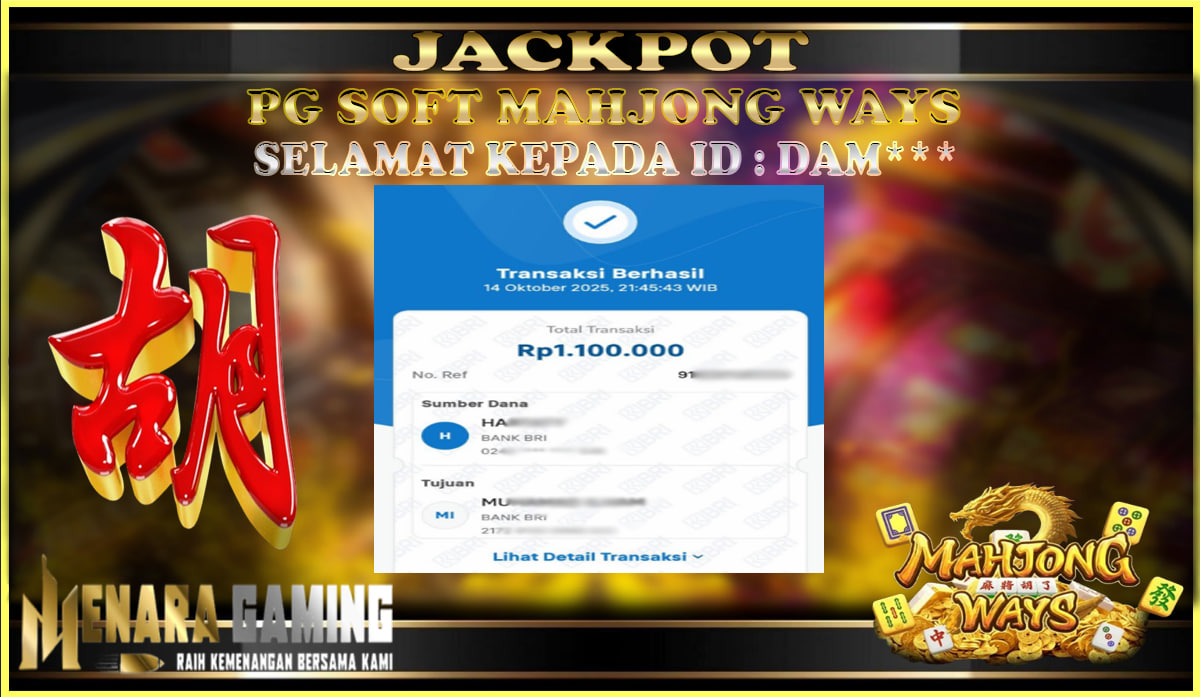 MENARAGAMING JACKPOT PG SOFT MAHJONG WAYS Rp. 1.000.000,- LUNAS