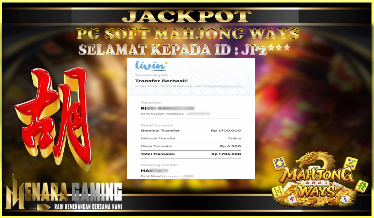 MENARAGAMING JACKPOT PG SOFT MAHJONG WAYS Rp. 1.000.000,- LUNAS