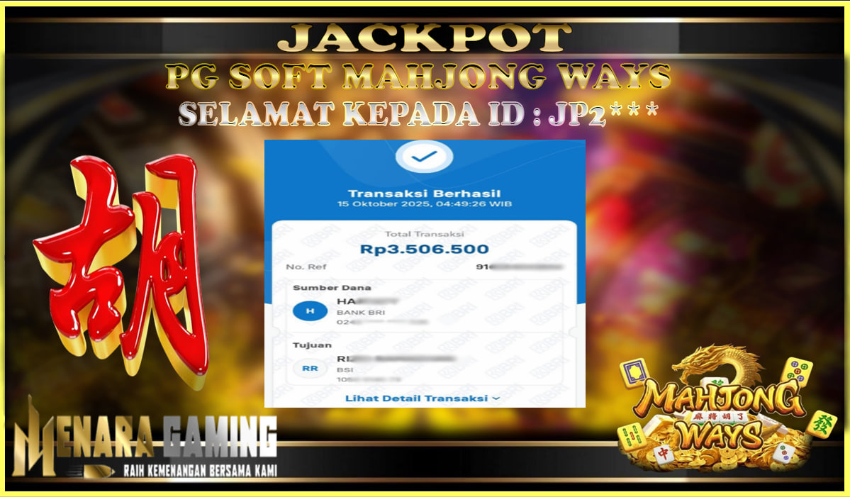 MENARAGAMING JACKPOT PG SOFT MAHJONG WAYS Rp. 3.000.000,- LUNAS