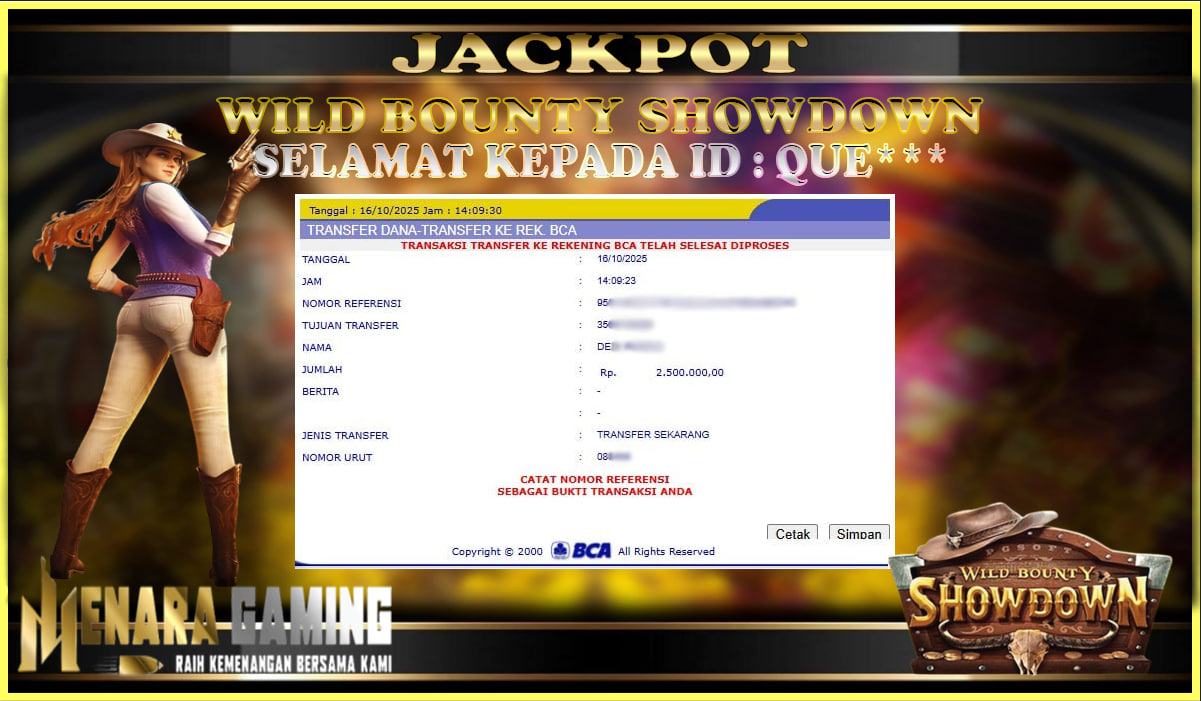 MENARAGAMING JACKPOT PG SOFT WILD BOUNTY SHOWDOWN Rp. 2.000.000,- LUNAS