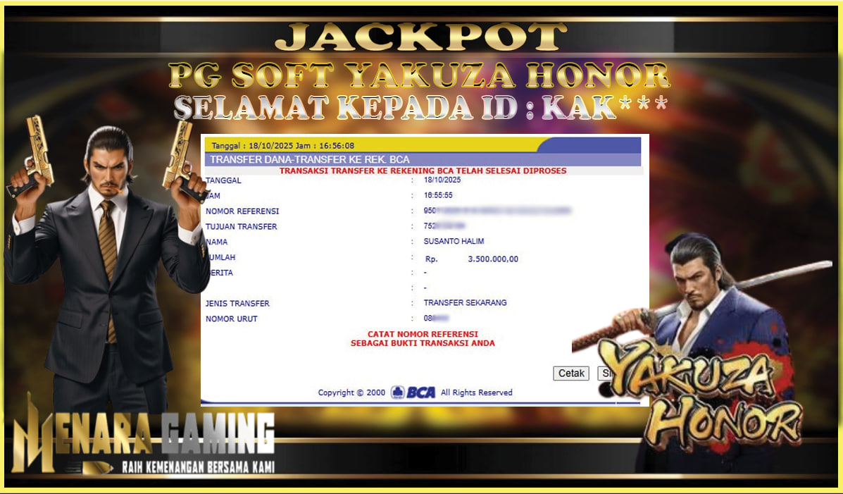 MENARAGAMING JACKPOT PG SOFT YAKUZA HONOR Rp. 3.000.000,- LUNAS