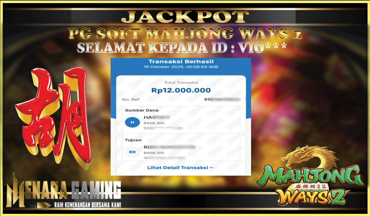 MENARAGAMING JACKPOT PG SOFT MAHJONG WAYS 2 Rp. 12.000.000,- LUNAS