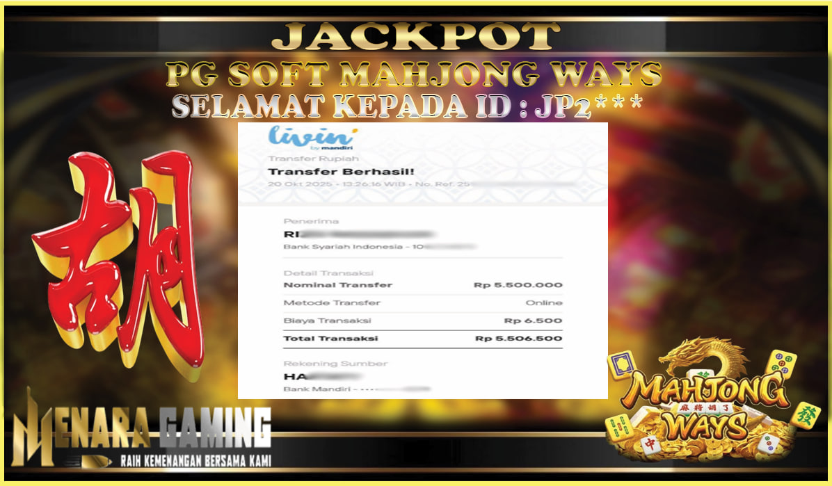 MENARAGAMING JACKPOT PG SOFT MAHJONG WAYS Rp. 5.000.000,- LUNAS