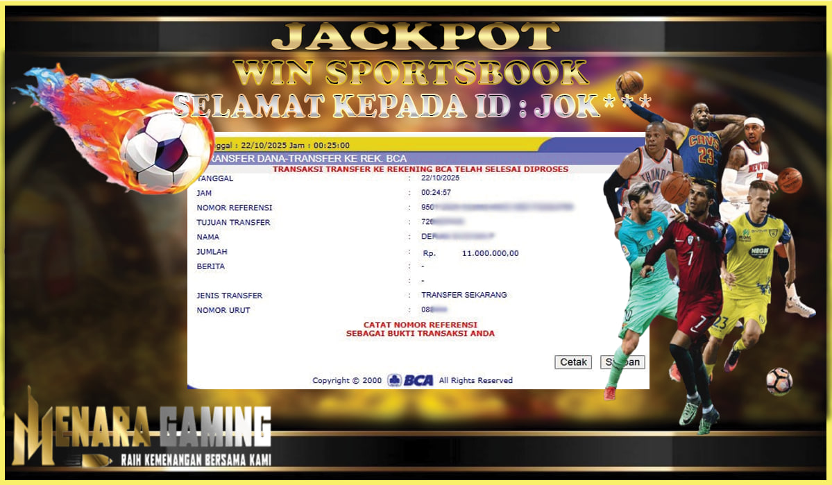 MENARAGAMING JACKPOT SPORTSBOOK Rp. 11.000.000,- LUNAS