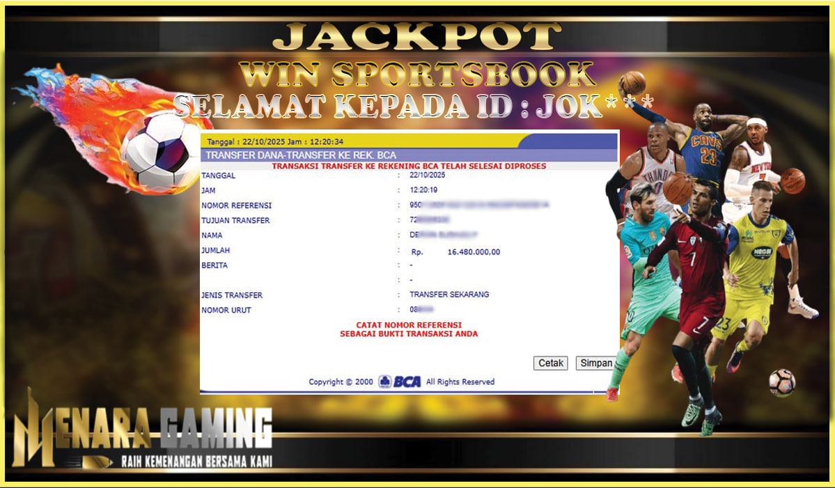MENARAGAMING JACKPOT SPORTSBOOK Rp. 16.000.000,- LUNAS