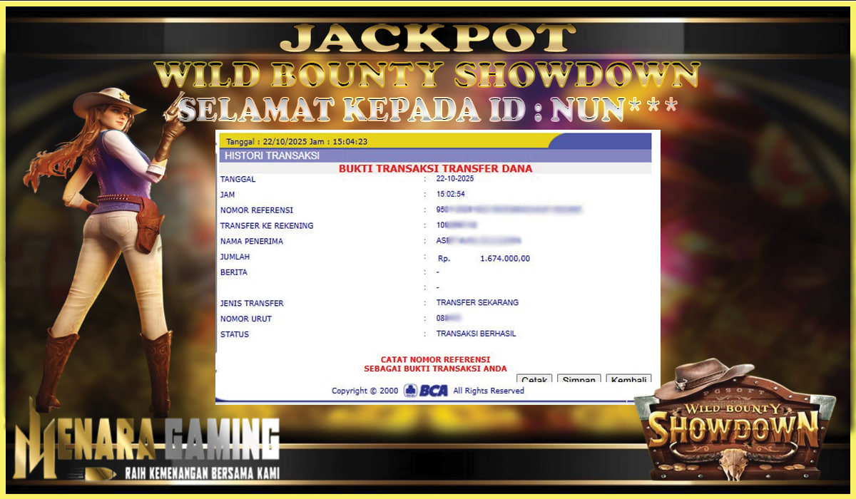 MENARAGAMING JACKPOT PG SOFT WILD BOUNTY SHOWDOWN Rp. 1.000.000,- LUNAS