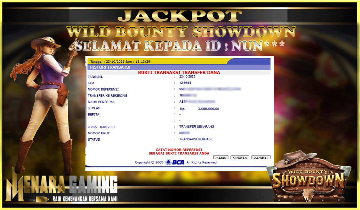 MENARAGAMING JACKPOT PG SOFT WILD BOUNTY SHOWDOWN Rp. 3.000.000,- LUNAS