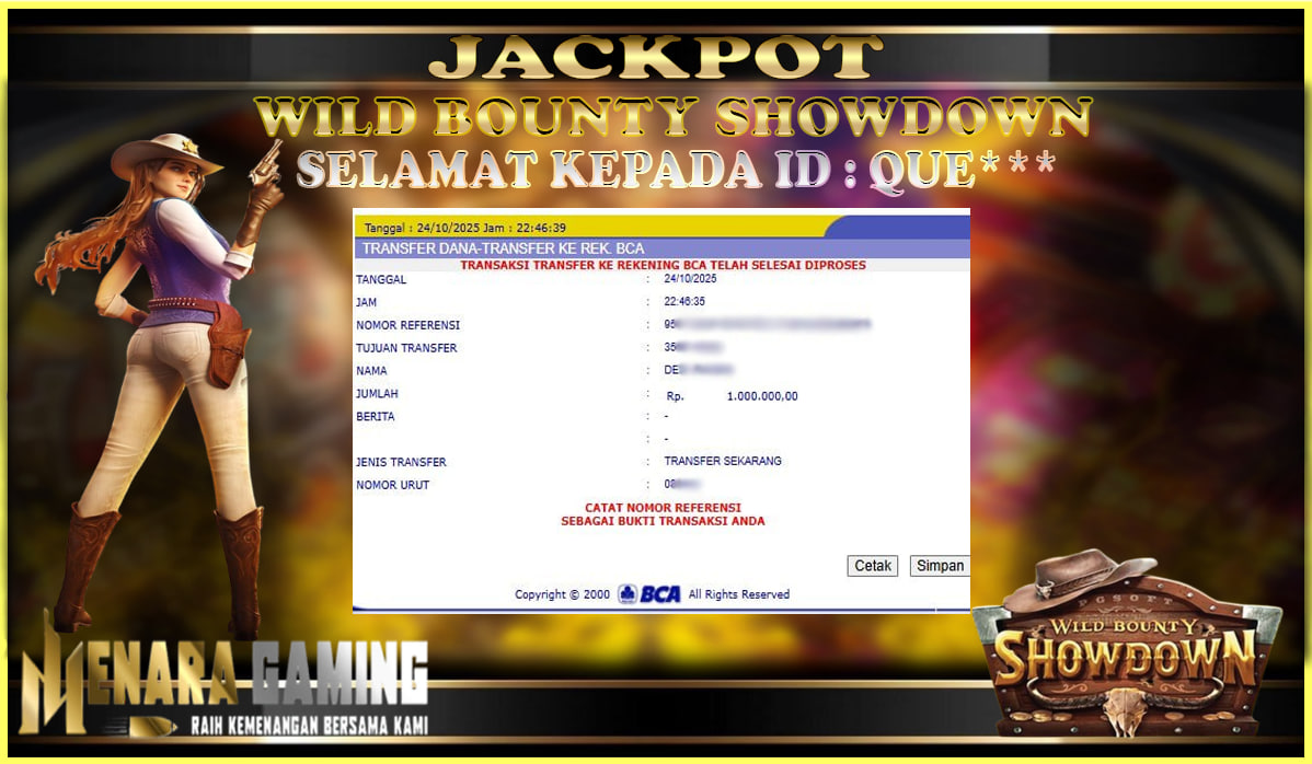 MENARAGAMING JACKPOT PG SOFT WILD BOUNTY SHOWNDOWN Rp. 1.000.000,- LUNAS