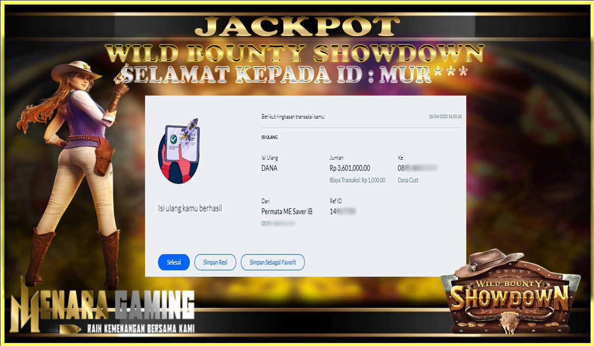 MENARAGAMING JACKPOT PG SOFT WILD BOUNTY SHOWDOWN Rp. 3.000.000,- LUNAS
