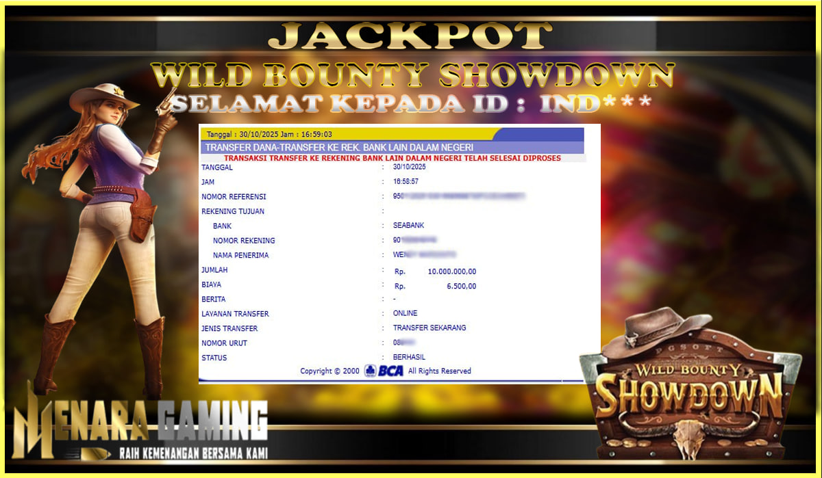 MENARAGAMING JACKPOT PG SOFT WILD BOUNTY SHOWDOWN Rp. 10.000.000,- LUNAS