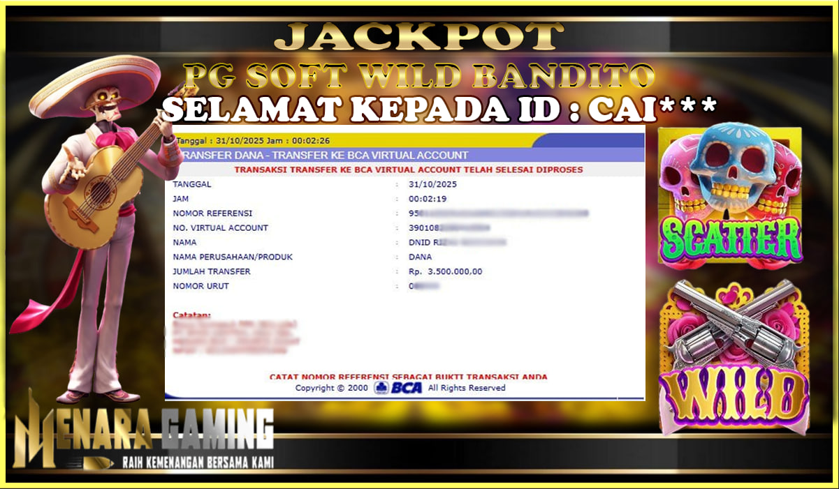 MENARAGAMING JACKPOT PG SOFT WILD BANDITO Rp. 3.000.000,- LUNAS