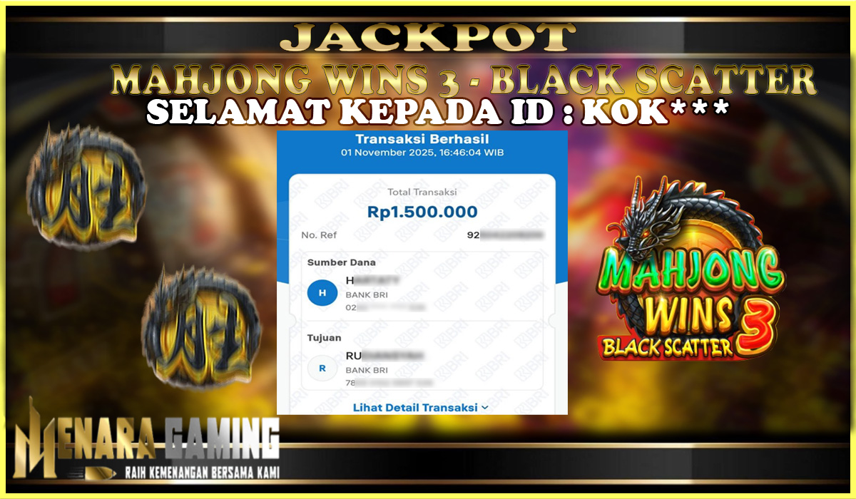 MENARAGAMING JACKPOT PRAGMATIC PLAY MAHJONG WINS 3 - BLACK SCATTER Rp. 1.000.000,- LUNAS