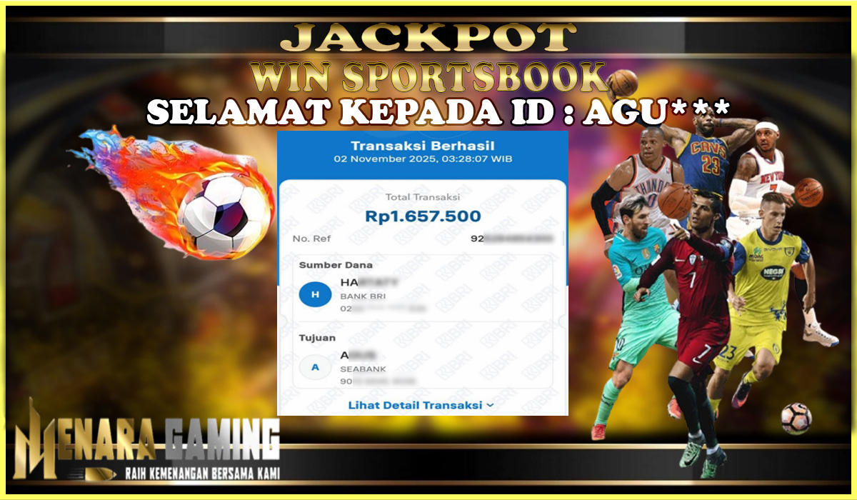 MENARAGAMING JACKPOT SPORTSBOOK Rp. 1.000.000,- LUNAS