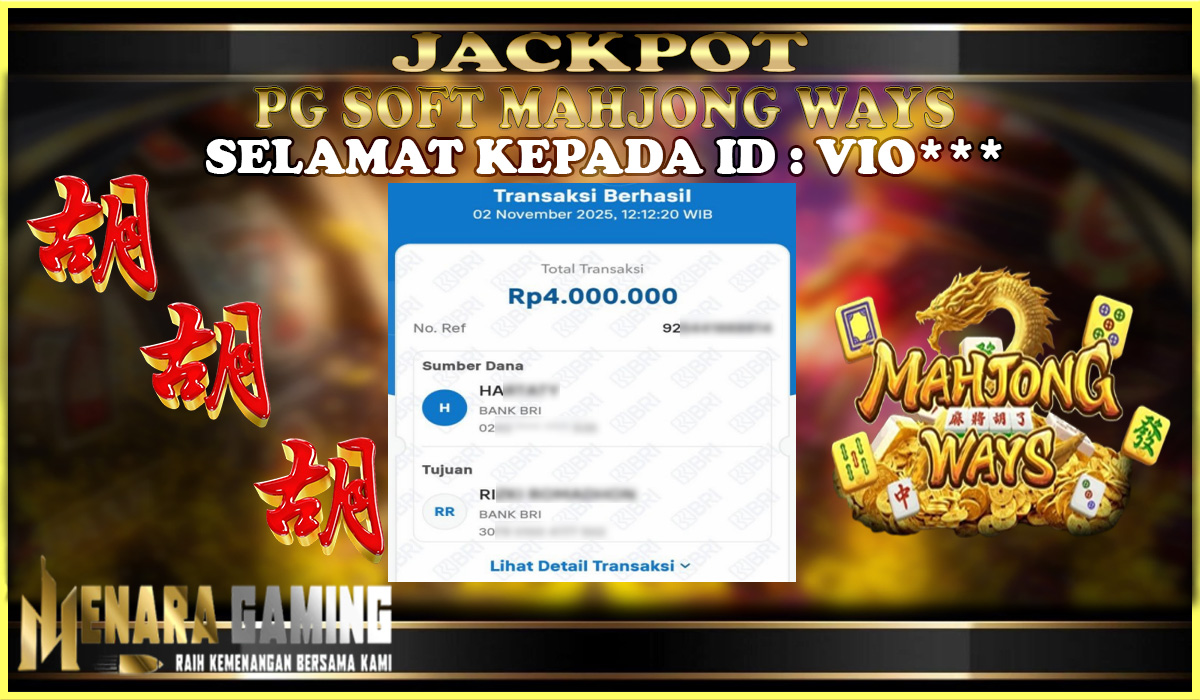 MENARAGAMING JACKPOT PG SOFT MAHJONG WAYS Rp. 4.000.000,- LUNAS