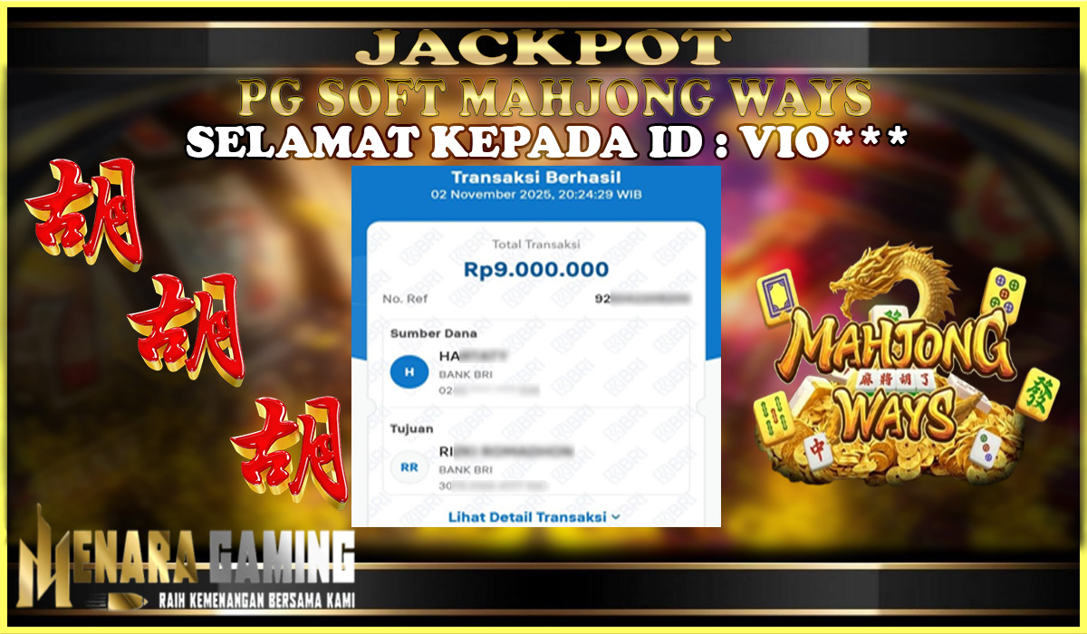 MENARAGAMING JACKPOT PG SOFT MAHJONG WAYS Rp. 9.000.000,- LUNAS