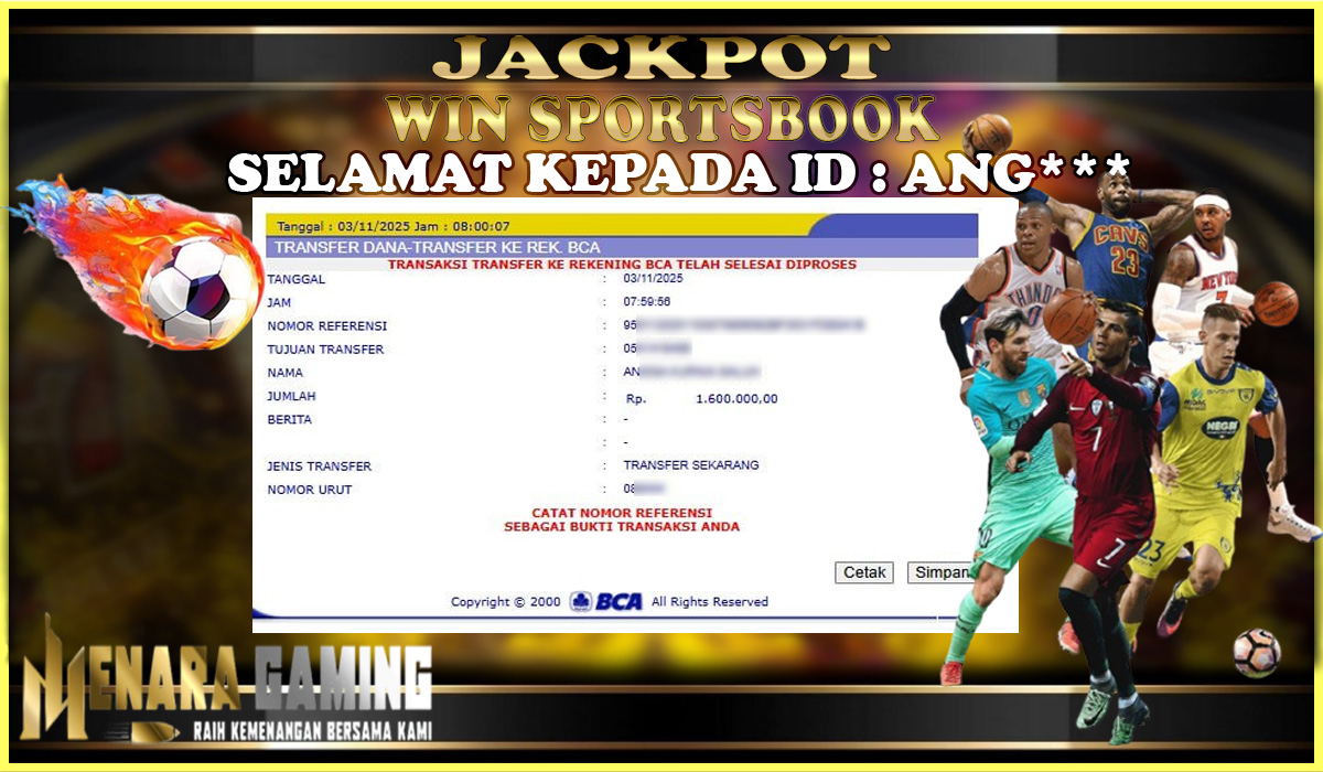 MENARAGAMING JACKPOT SPORTSBOOK Rp. 1.000.000,- LUNAS
