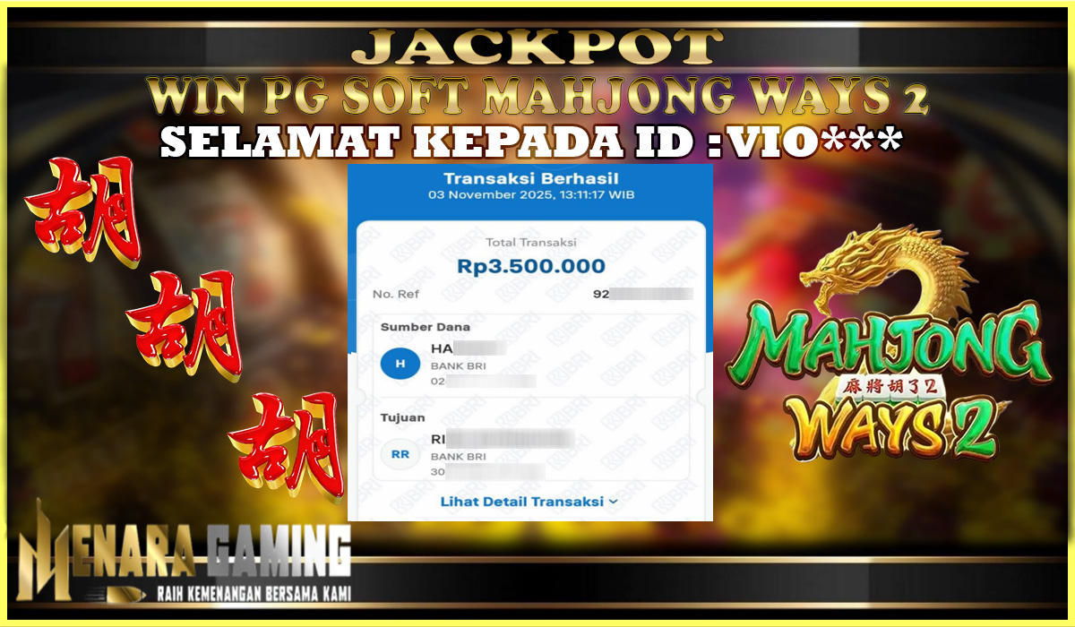 MENARAGAMING JACKPOT PG SOFT MAHJONG WAYS 2 Rp. 3.000.000,- LUNAS