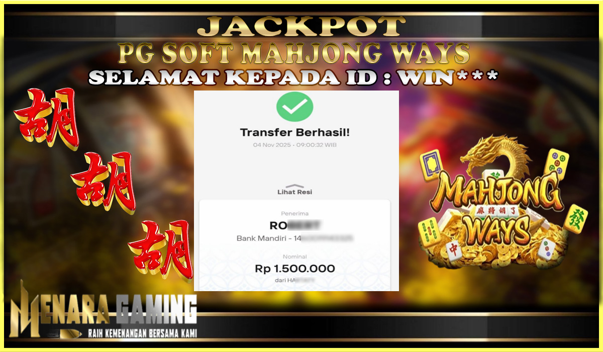 MENARAGAMING JACKPOT PG SOFT MAHJONG WAYS Rp. 1.000.000,- LUNAS