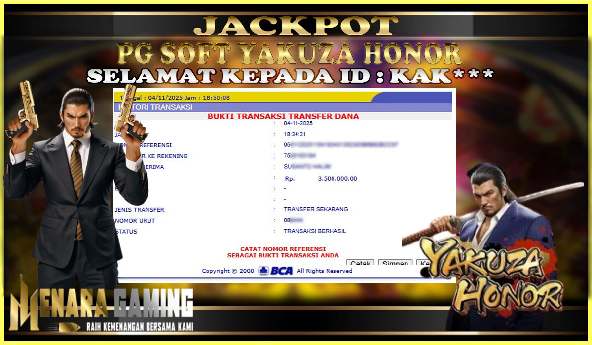 MENARAGAMING JACKPOT PG SOFT YAKUZA HONOR Rp. 3.000.000,- LUNAS