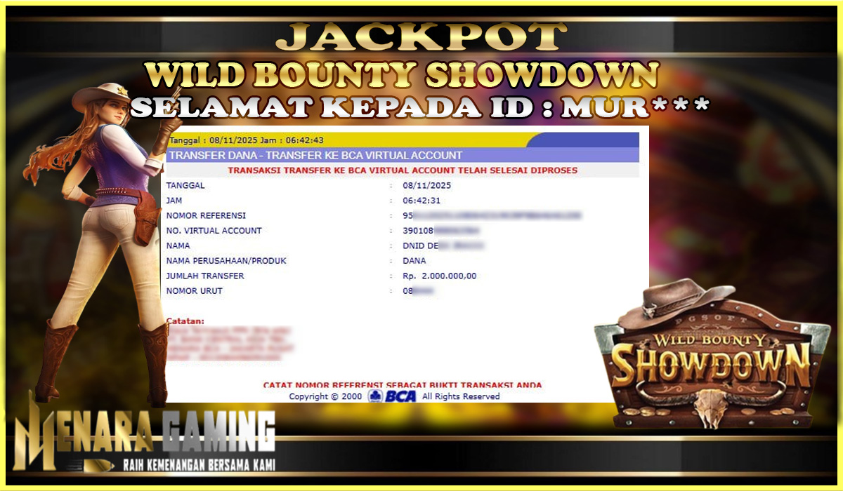 MENARAGAMING JACKPOT PG SOFT WILD BOUNTY SHOWDOWN Rp. 2.000.000,- LUNAS