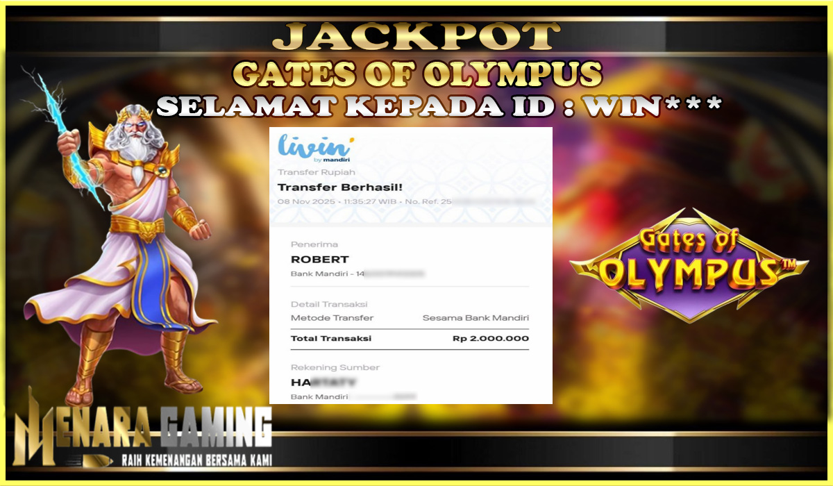 MENARAGAMING JACKPOT PRAGMATIC PLAY GATES OF OLYMPUS Rp. 2.000.000,- LUNAS