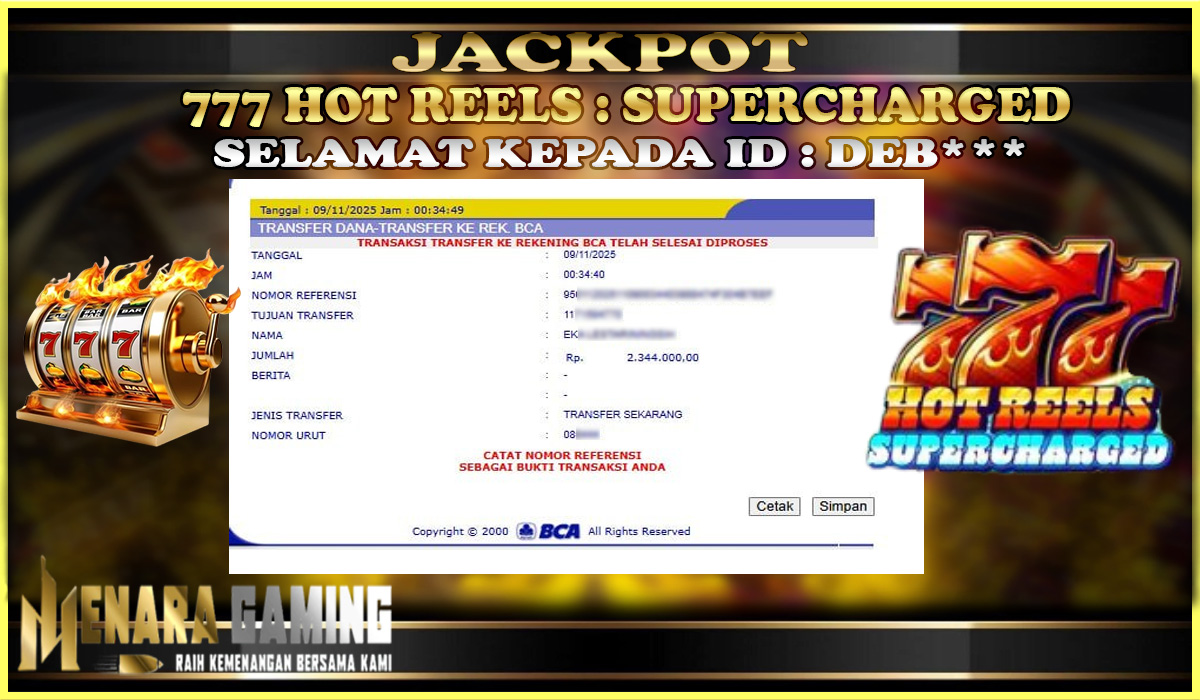 MENARAGAMING JACKPOT OCTOPLAY 777 HOT REELS : SUPERCHARGED Rp. 2.000.000,- LUNAS