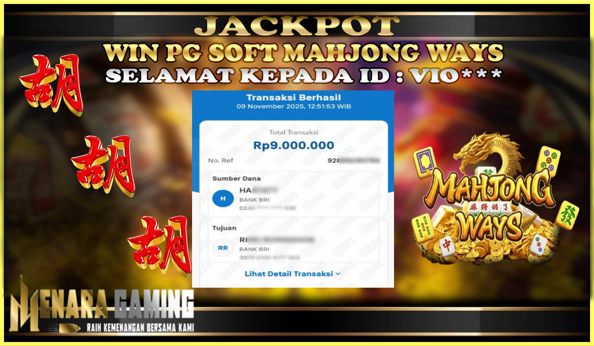 MENARAGAMING JACKPOT PG SOFT MAHJONG WAYS Rp. 9.000.000,- LUNAS
