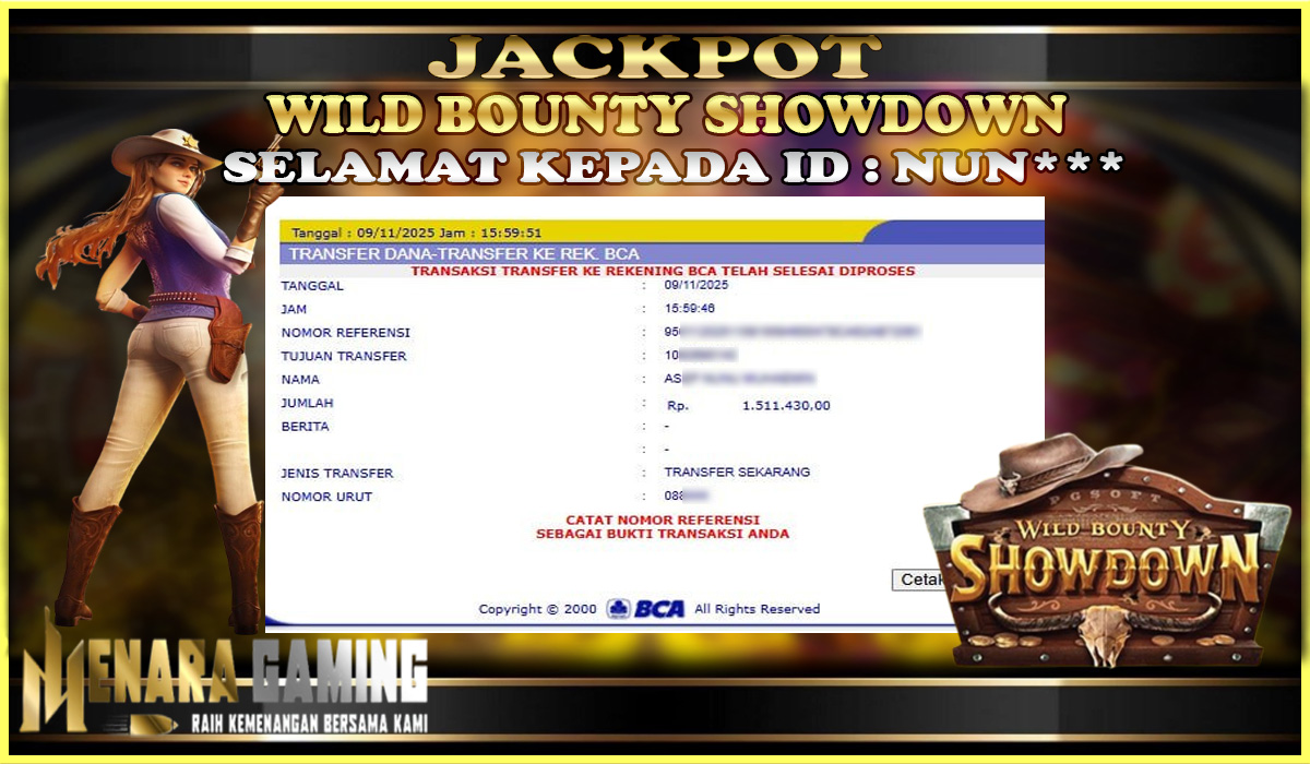 MENARAGAMING JACKPOT PG SOFT WILD BOUNTY SHOWDOWN Rp. 1.000.000,- LUNAS