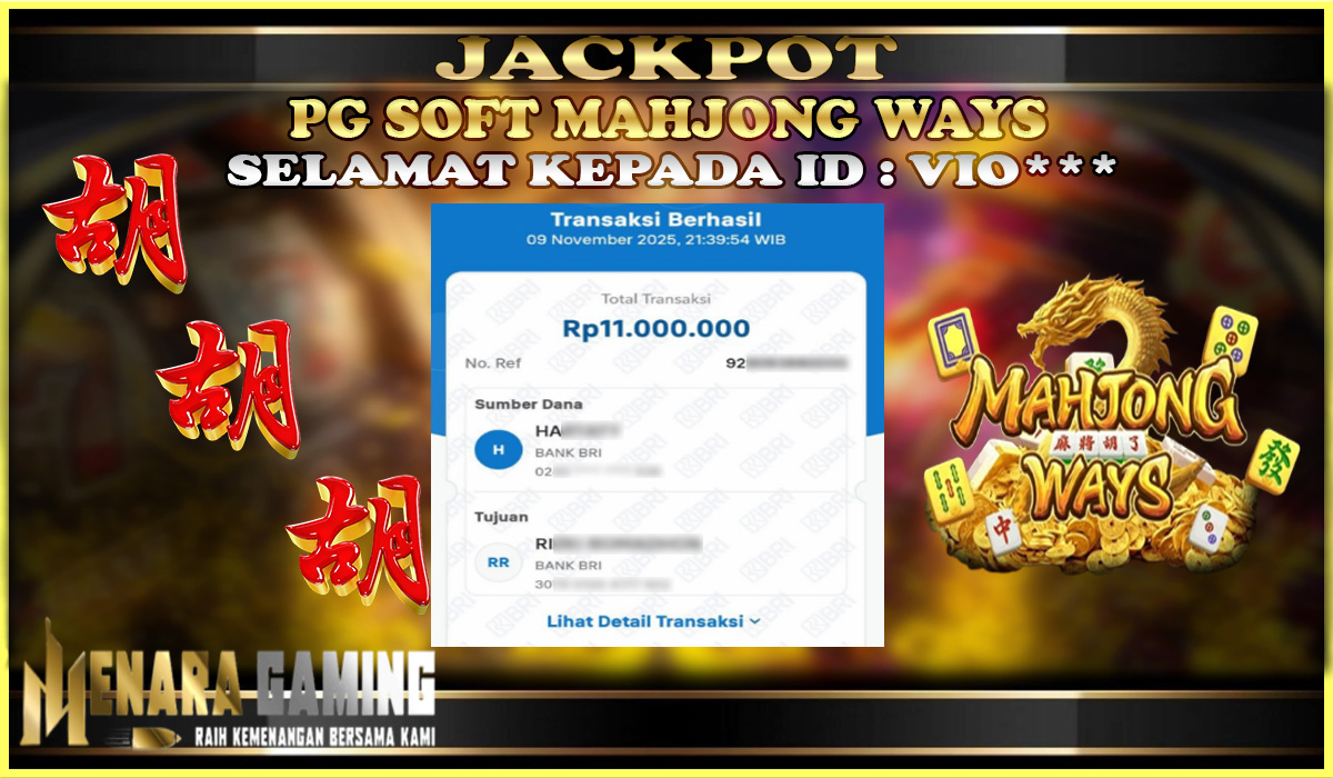 MENARAGAMING JACKPOT PG SOFT MAHJONG WAYS Rp. 11.000.000,- LUNAS