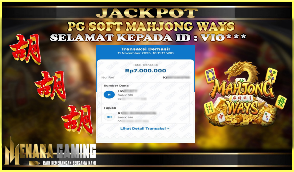 MENARAGAMING JACKPOT PG SOFT MAHJONG WAYS Rp. 7.000.000,- LUNAS