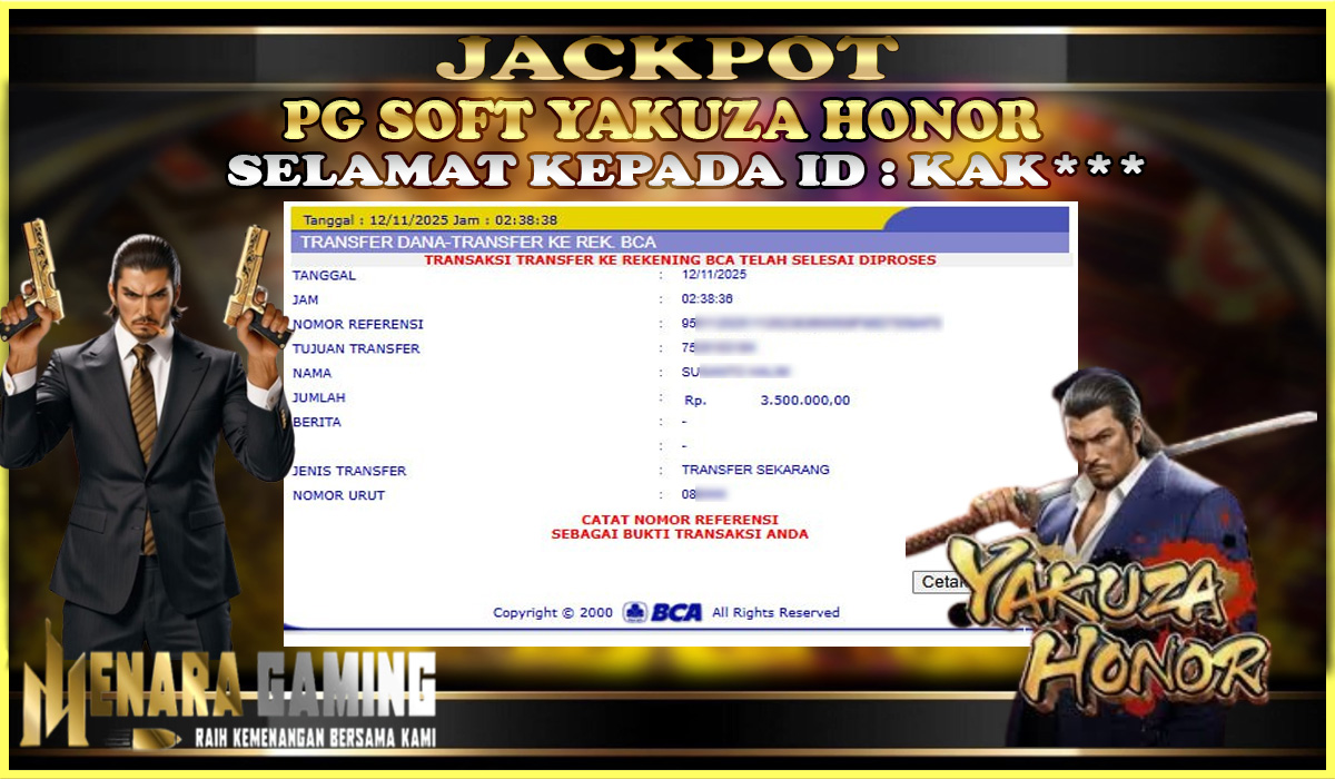 MENARAGAMING JACKPOT PG SOFT YAKUZA HONOR Rp. 3.000.000,- LUNAS