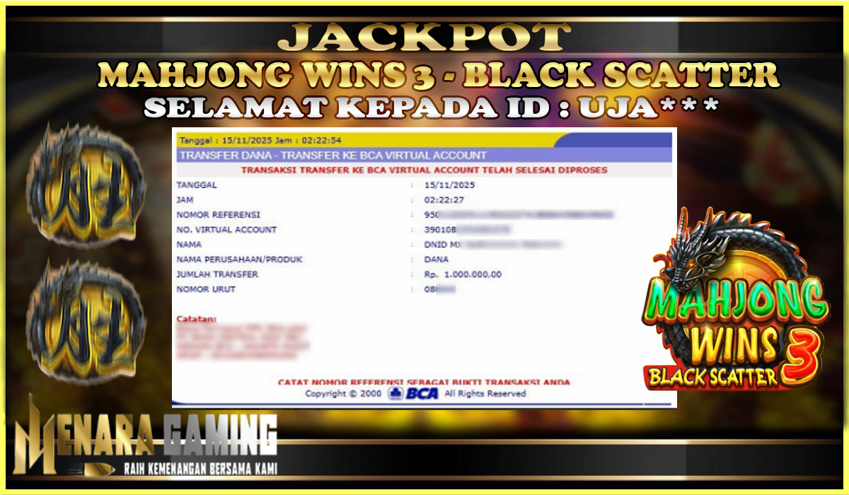 MENARAGAMING JACKPOT PRAGMATIC PLAY MAHJONG WINS 3 - BLACK SCATTER Rp. 1.000.000,- LUNAS