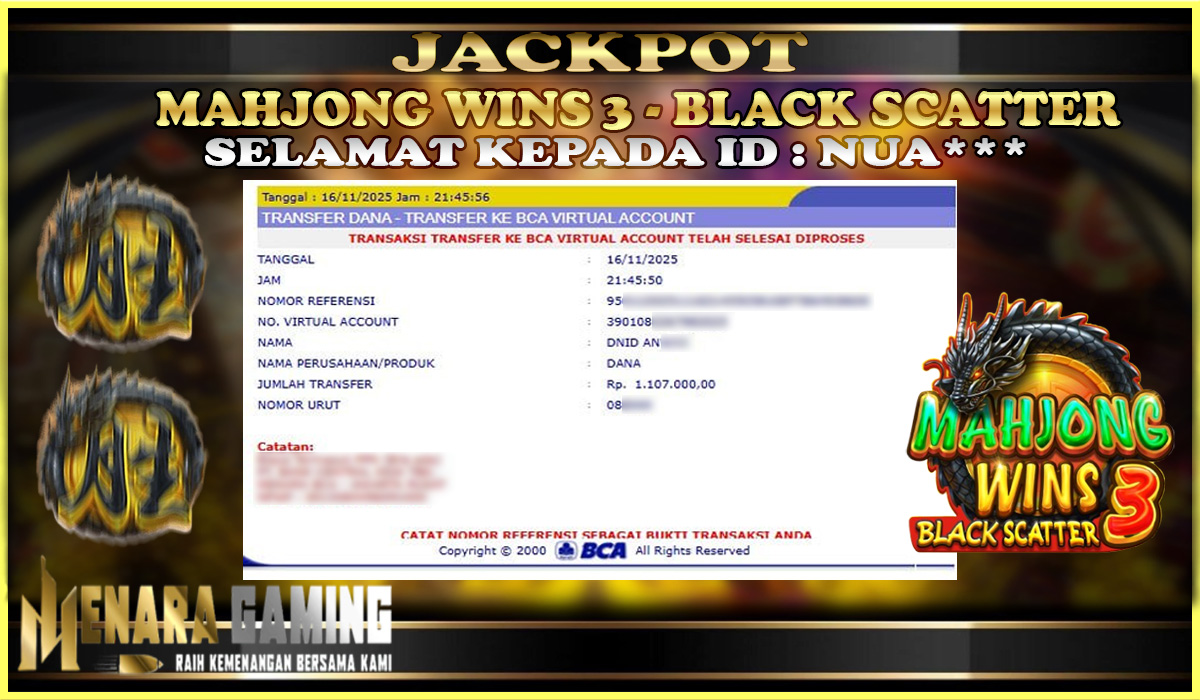 MENARAGAMING JACKPOT PRAGMATIC PLAY MAHJONG WINS 3 - BLACK SCATTER Rp. 1.000.000,- LUNAS