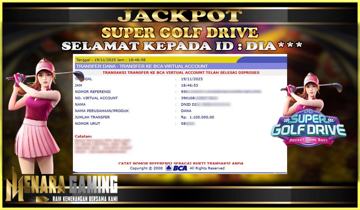 MENARAGAMING JACKPOT PG SOFT SUPER GOLF DRIVE Rp. 1.000.000,- LUNAS