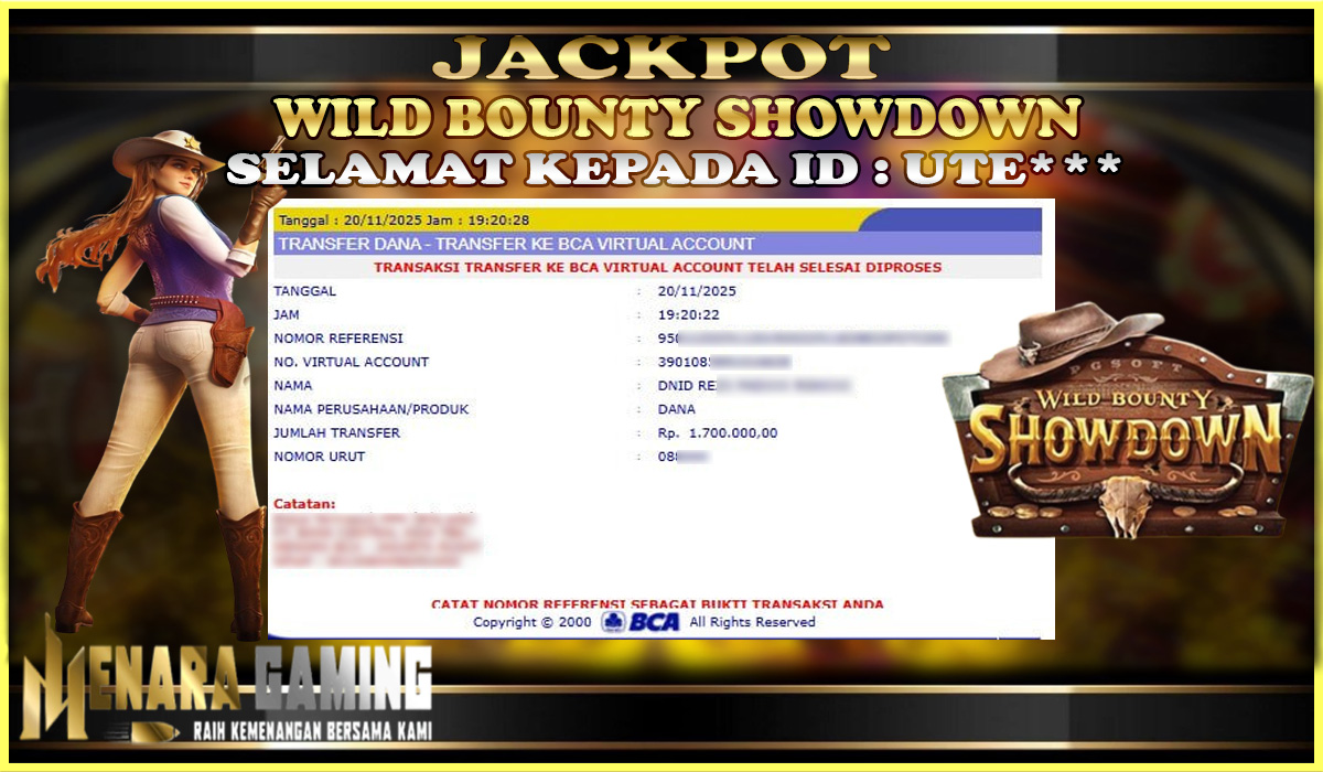 MENARAGAMING JACKPOT PG SOFT WILD BOUNTY SHOWDOWN Rp. 1.000.000,- LUNAS