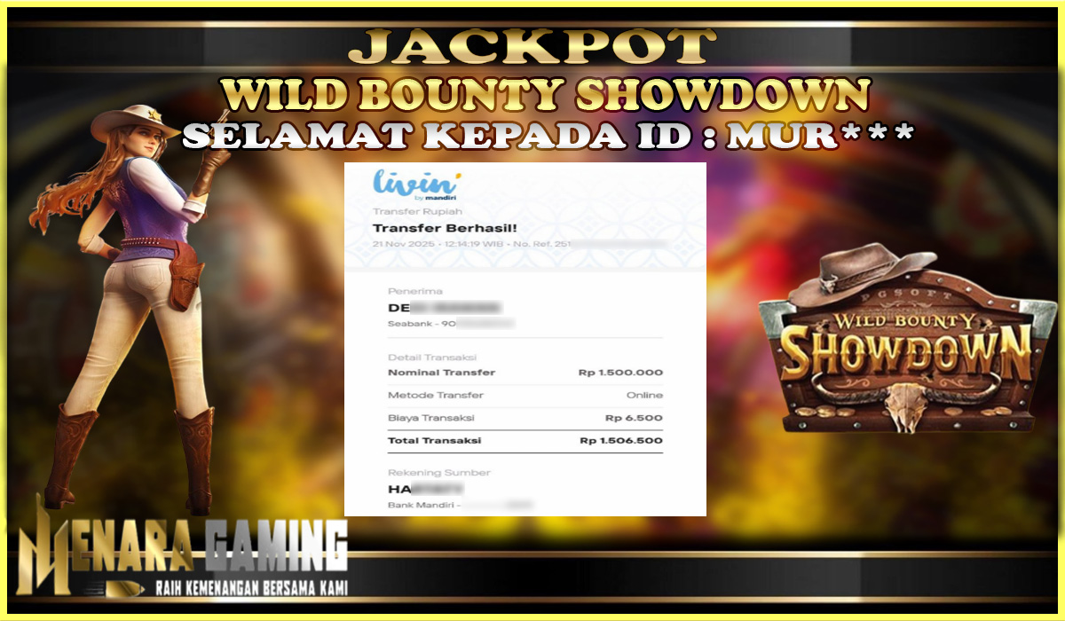 MENARAGAMING JACKPOT PG SOFT WILD BOUNTY SHOWDOWN Rp. 1.000.000,- LUNAS
