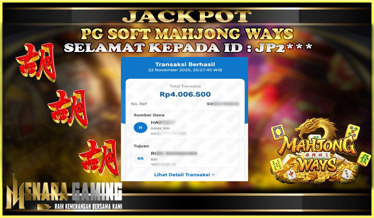 MENARAGAMING JACKPOT PG SOFT MAHJONG WAYS Rp. 4.000.000,- LUNAS