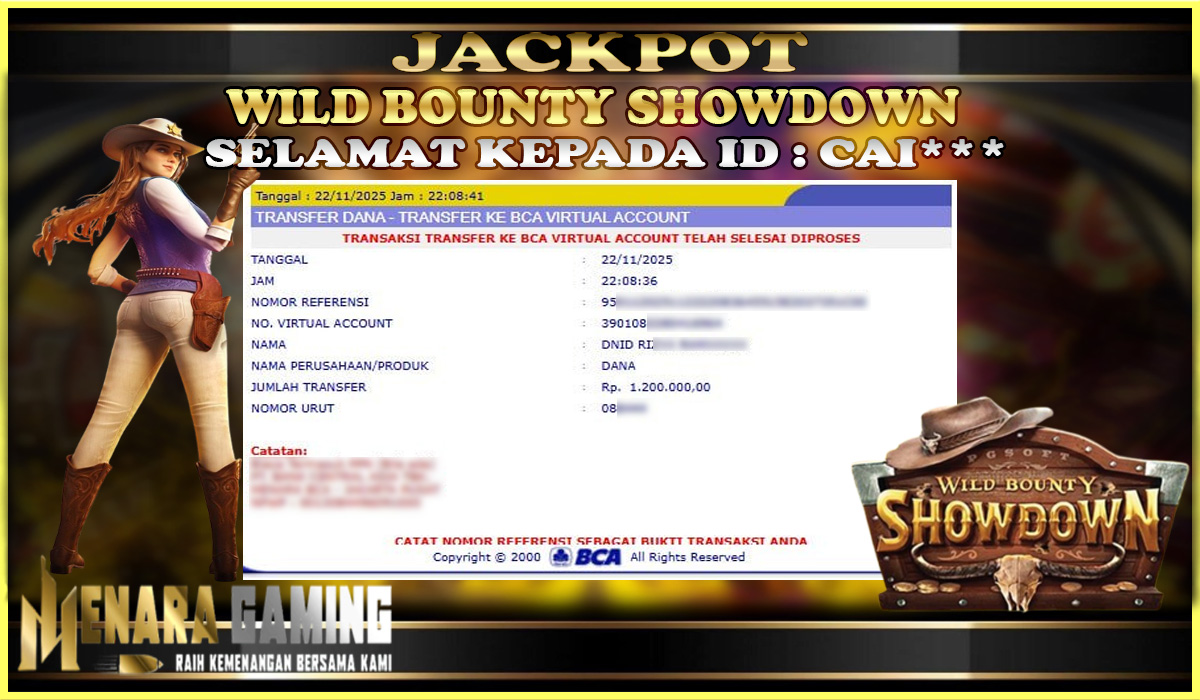 MENARAGAMING JACKPOT PG SOFT WILD BOUNTY SHOWDOWN Rp. 1.000.000,- LUNAS