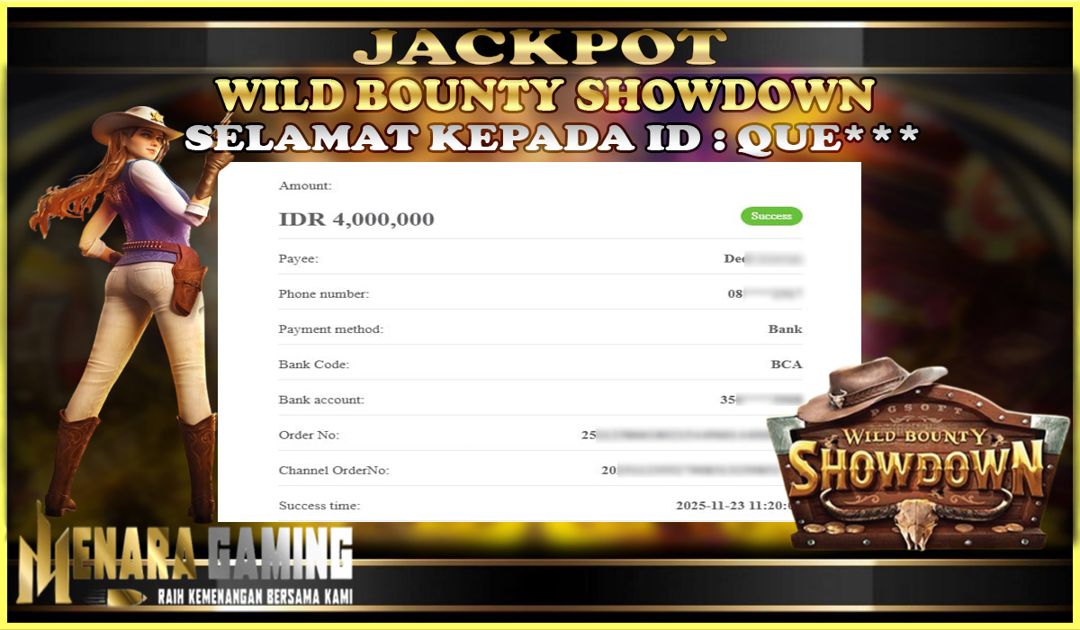 MENARAGAMING JACKPOT PG SOFT WILD BOUNTY SHOWDOWN Rp. 4.000.000,- LUNAS
