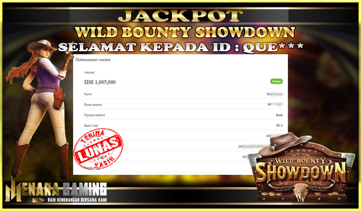 MENARAGAMING JACKPOT PG SOFT WILD BOUNTY SHOWDOWN Rp. 1.000.000,- LUNAS